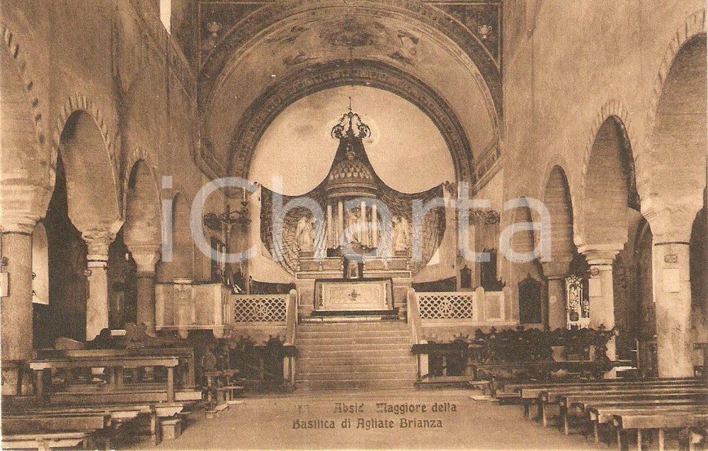 Cartolina originale da collezione 1913 CARATE BRIANZA MB Abside Maggiore Basilica di AGLIATE Cartolina FP VG 1