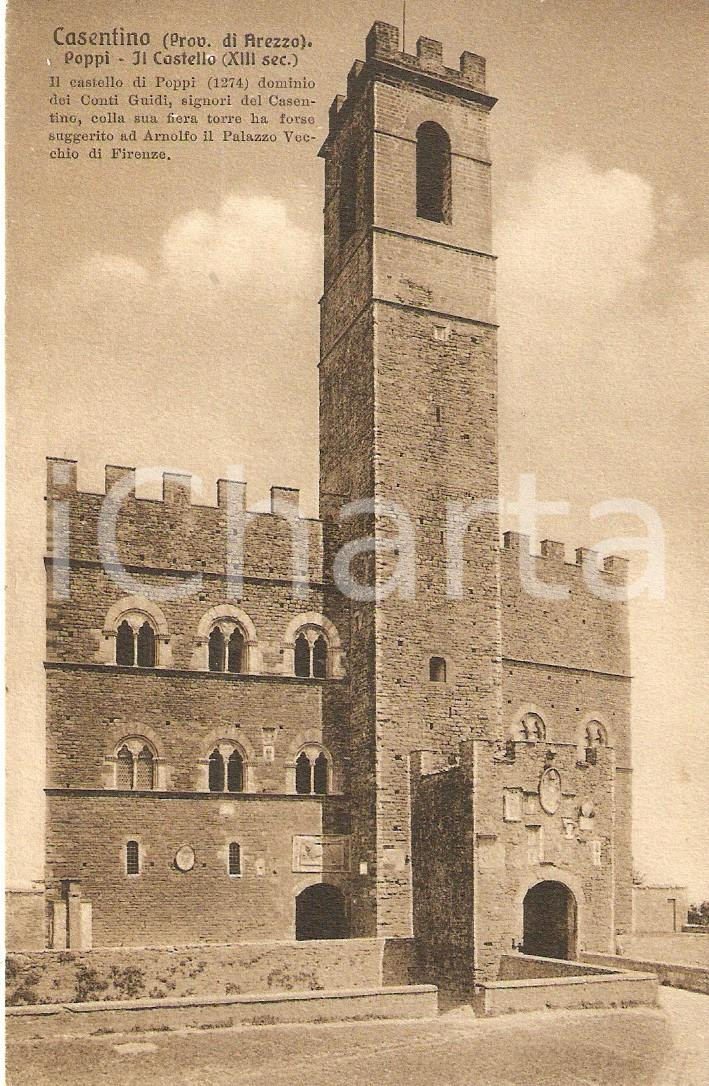 Cartolina originale da collezione 1930 ca POPPI AR Il Castello dei Conti GUIDI nel CASENTINO Cartolina FP NV 1