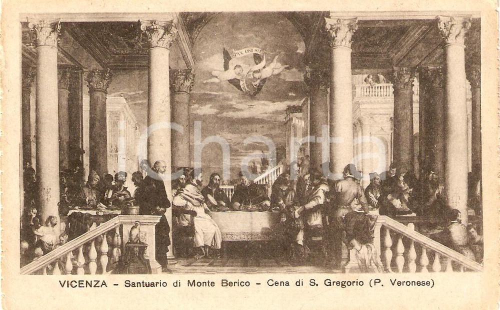 Cartolina originale da collezione 1919 VICENZA Monte BERICO Cena di SAN GREGORIO - Paolo VERONESE *Cartolina FP VG 1