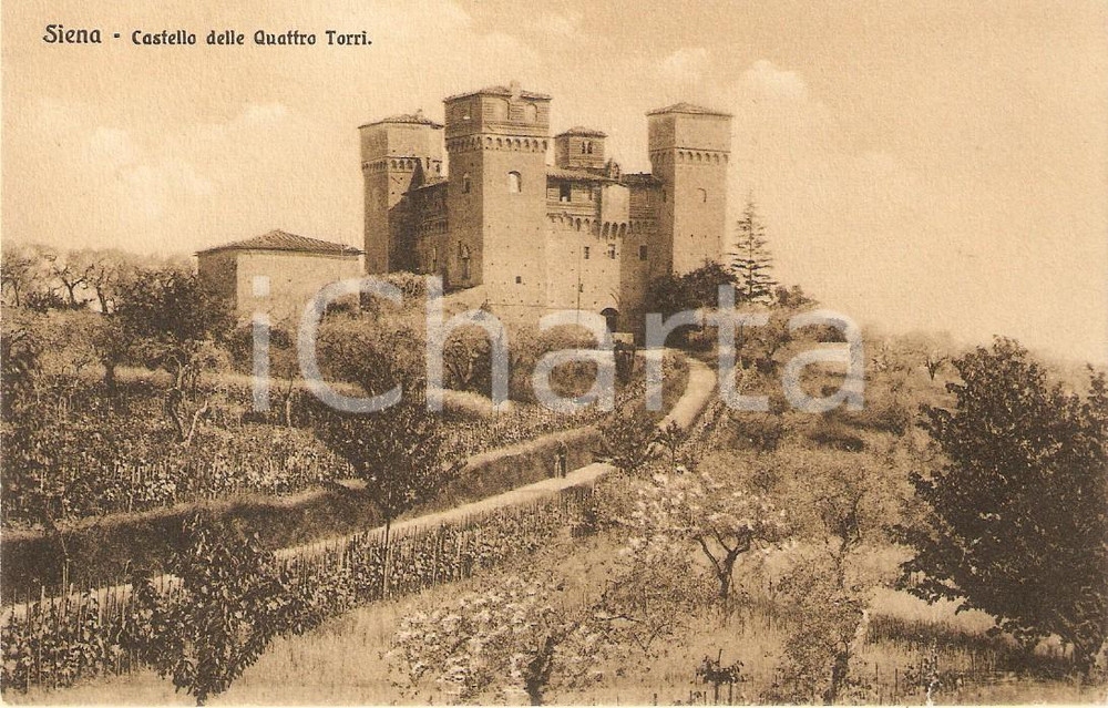 Cartolina originale da collezione 1930 ca SIENA Il Castello delle Quattro Torri Cartolina FP NV 1