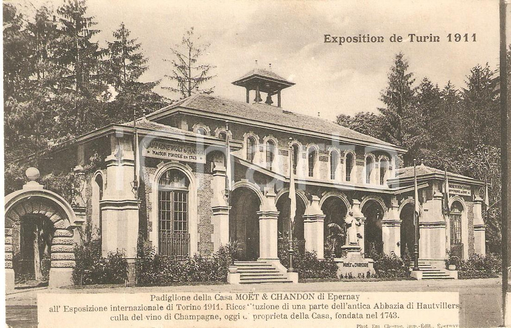 Cartolina originale da collezione 1911 TORINO EXPO UNIVERSALE  Padiglione MOET & CHANDON Epernay Cartolina FP NV 1