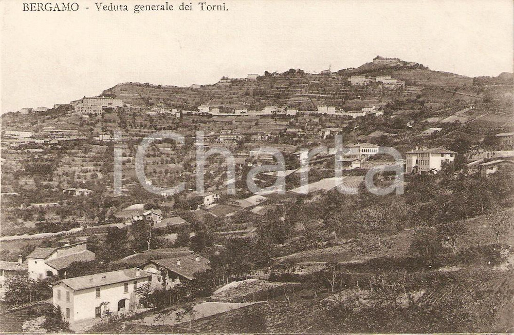 Cartolina originale da collezione 1930 ca BERGAMO Veduta Generale dei Torni *Cartolina FP NV 1