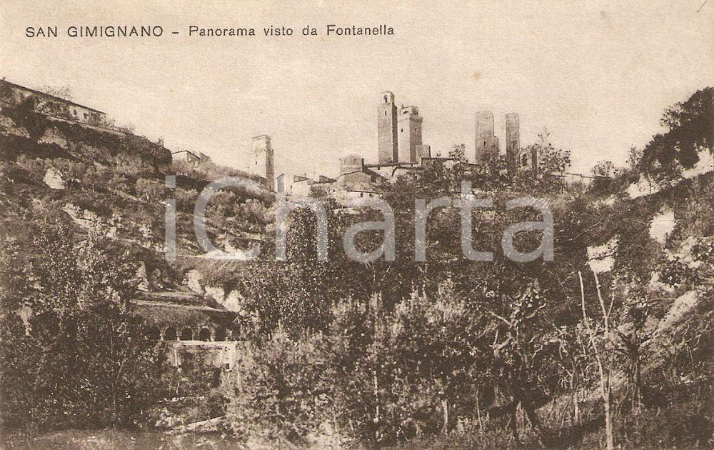 Cartolina originale da collezione 1925 ca SAN GIMIGNANO (SI) Panorama visto da FONTANELLA *Cartolina FP NV 1