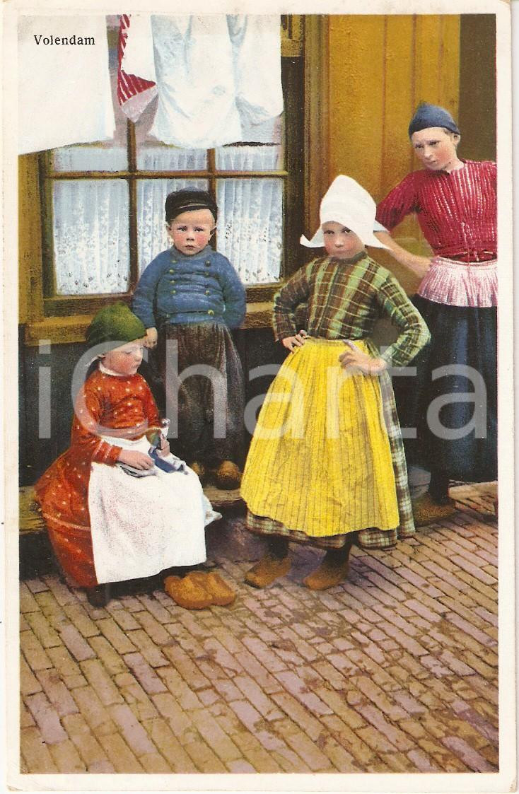 Cartolina originale da collezione 1929 VOLENDAM NL Bambini nei tipici COSTUMI locali Cartolina ILLUSTRATA 1