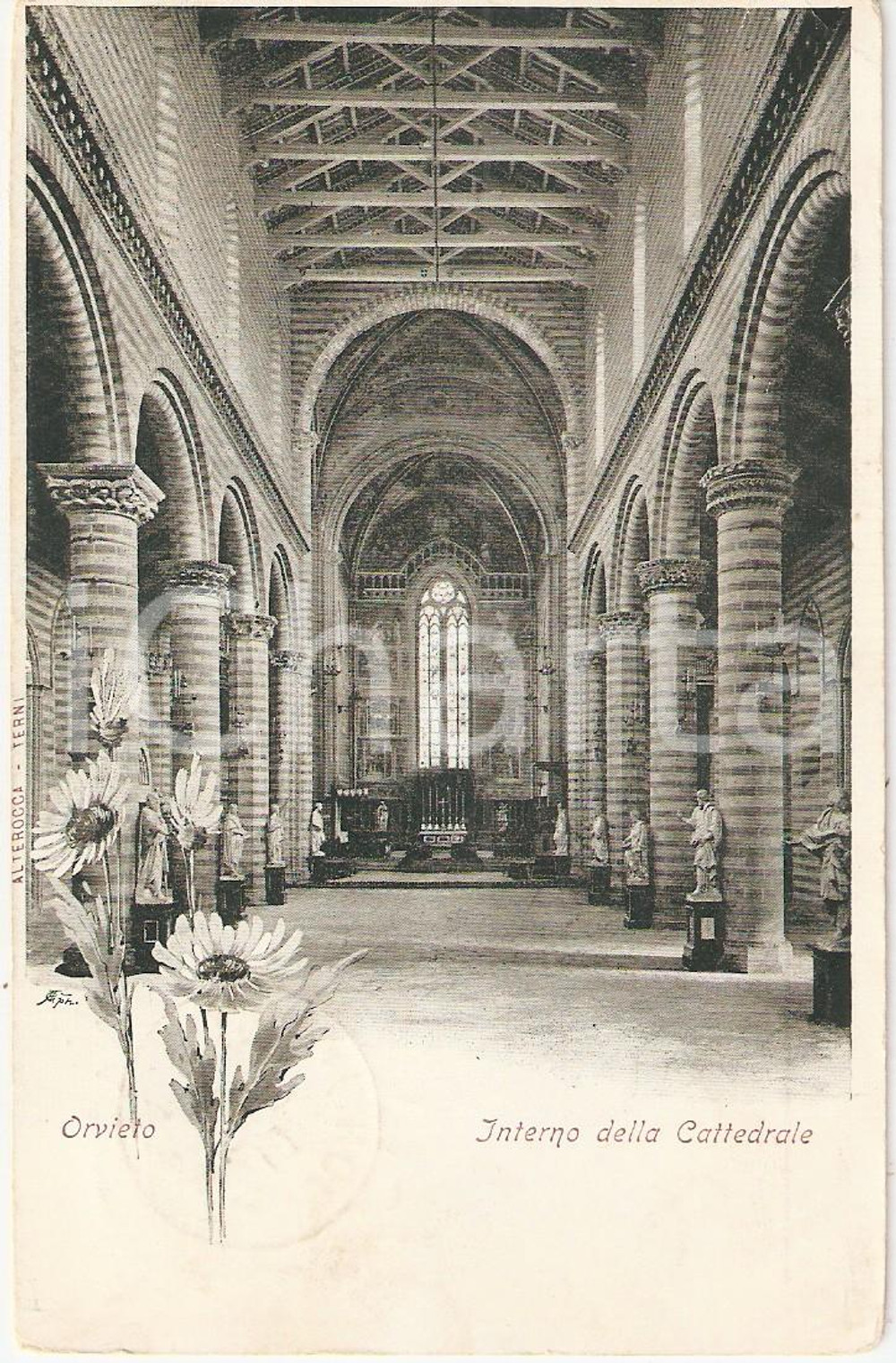 Cartolina originale da collezione 1901 ORVIETO (TR) Interno della Cattedrale SANTA MARIA ASSUNTA *Cartolina FP VG 1