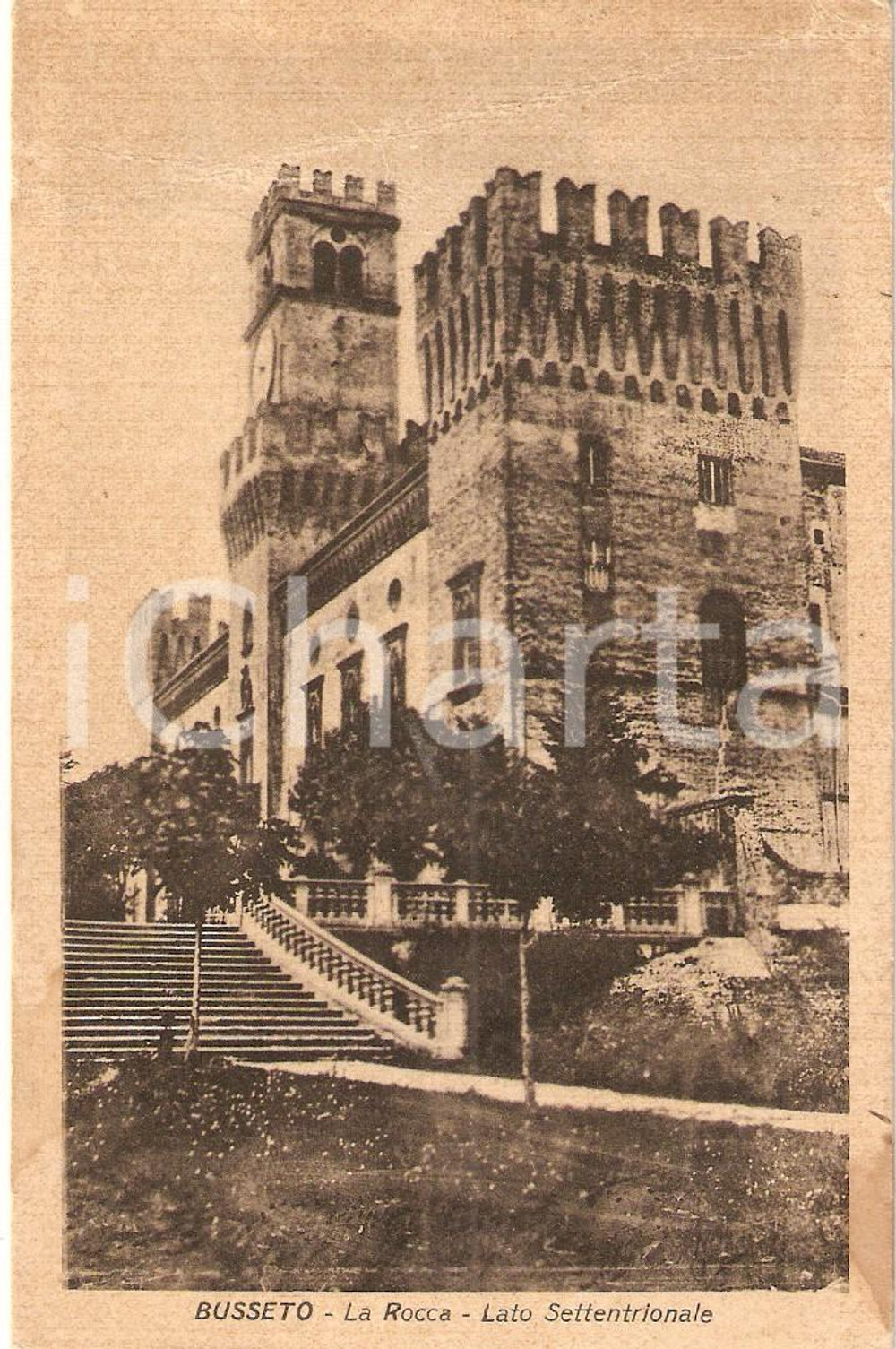 Cartolina originale da collezione 1950 BUSSETO (PR) Rocca PALLAVICINO - Lato Settentrionale *Cartolina FP VG 1