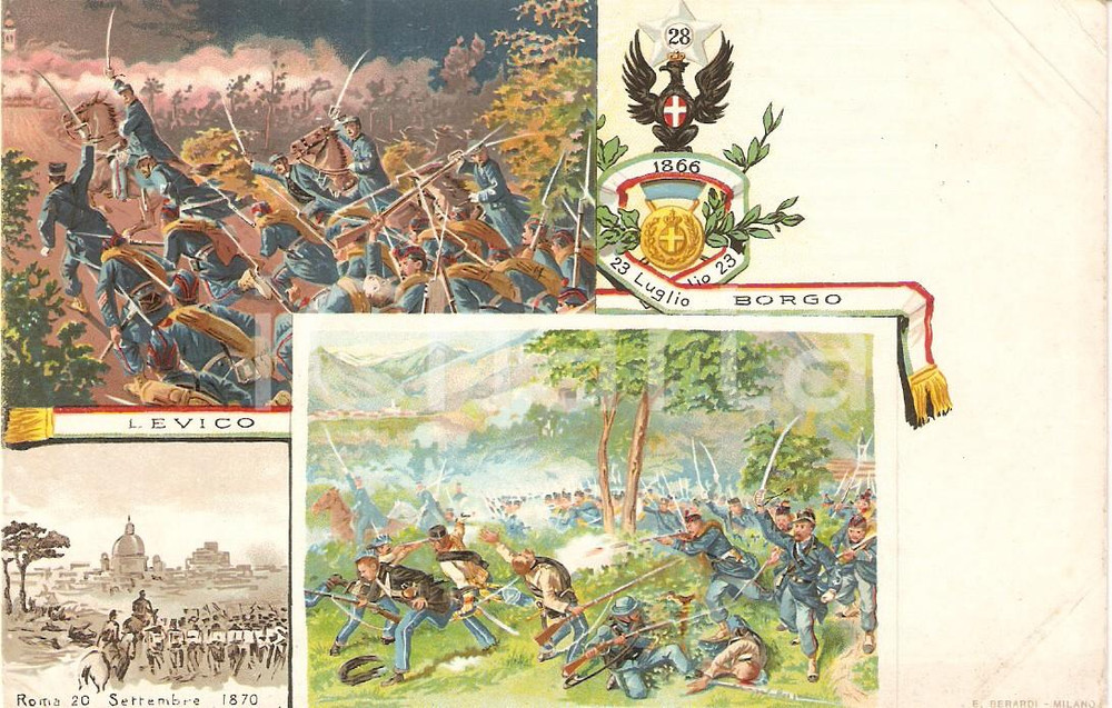 Cartolina originale da collezione 1900 ca BRIGATA PAVIA 28° Reggimento Fanteria Cartolina ILLUSTRATA 1