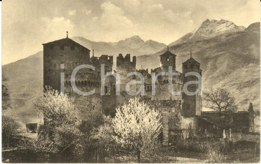Cartolina originale da collezione 1920 ca FENIS AO Veduta del castello con la Punta TERSIVA sullo sfondo FP NV 1