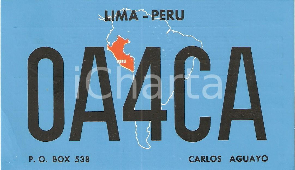 Cartolina originale da collezione 1976 LIMA (PERU') Carlos AGUAYO invia Cartolina QSL 1