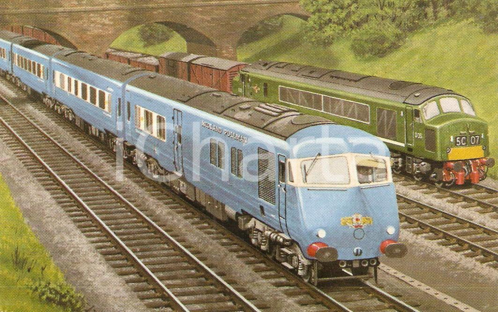 Cartolina originale da collezione 1975 ca BEDFORD (UK) Liverpool Manchester Railway LMR St Pancras Midland Pullman 1