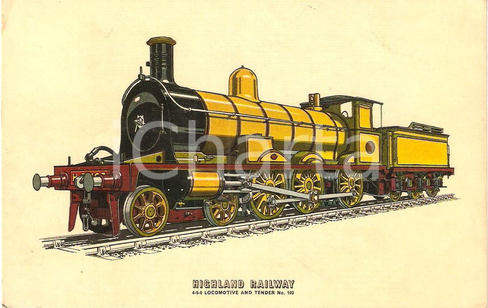 Cartolina originale da collezione 1975 ENGLAND - HR Highland Railway 4-6-0 Locomotive 103 *Cartolina ILLUSTRATA 1