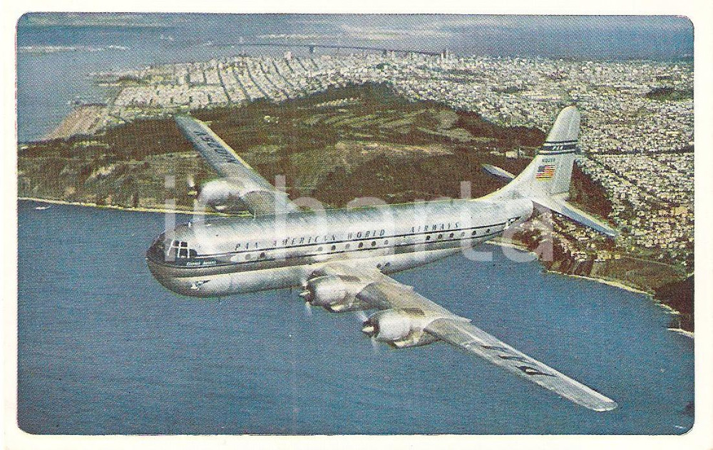 Cartolina originale da collezione 1950 PAN AMERICAN WORLD AIRWAYS Boeing 377 Stratocruiser Cartolina FP NV 1