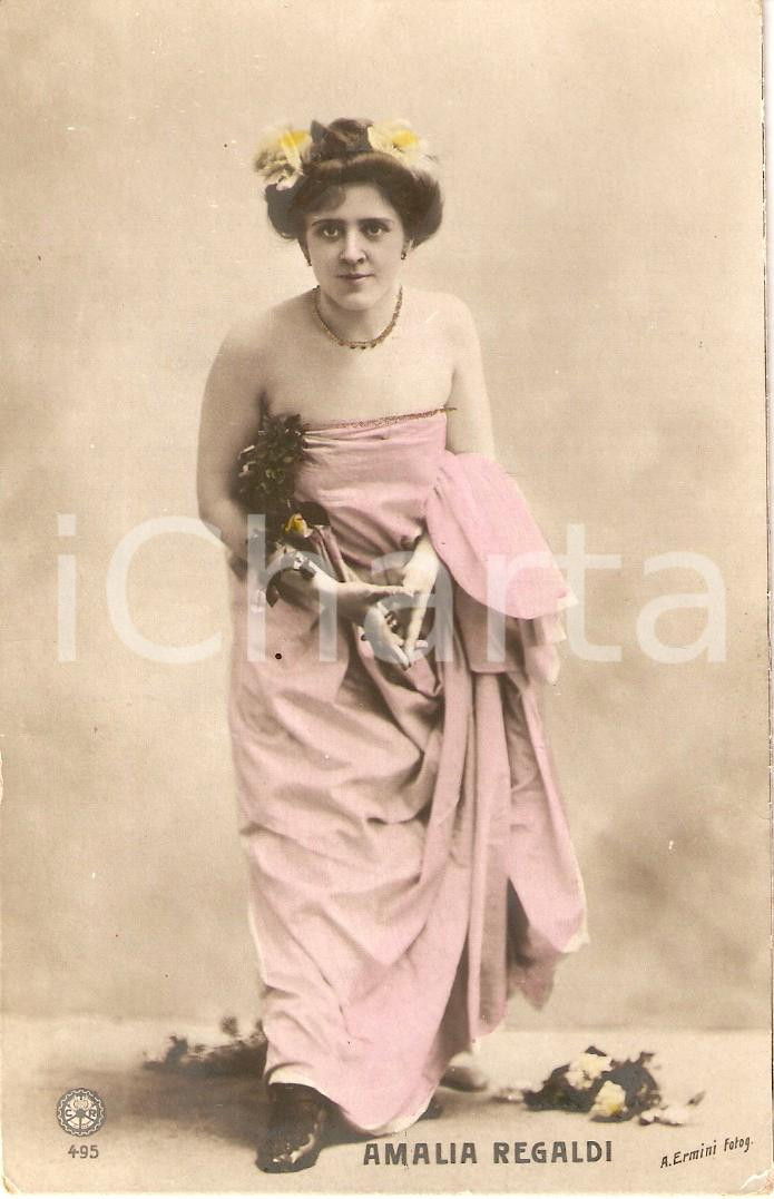 Cartolina originale da collezione 1905 TEATRO Attrice Amalia REGALDI indossa toga Cartolina FP NV 1