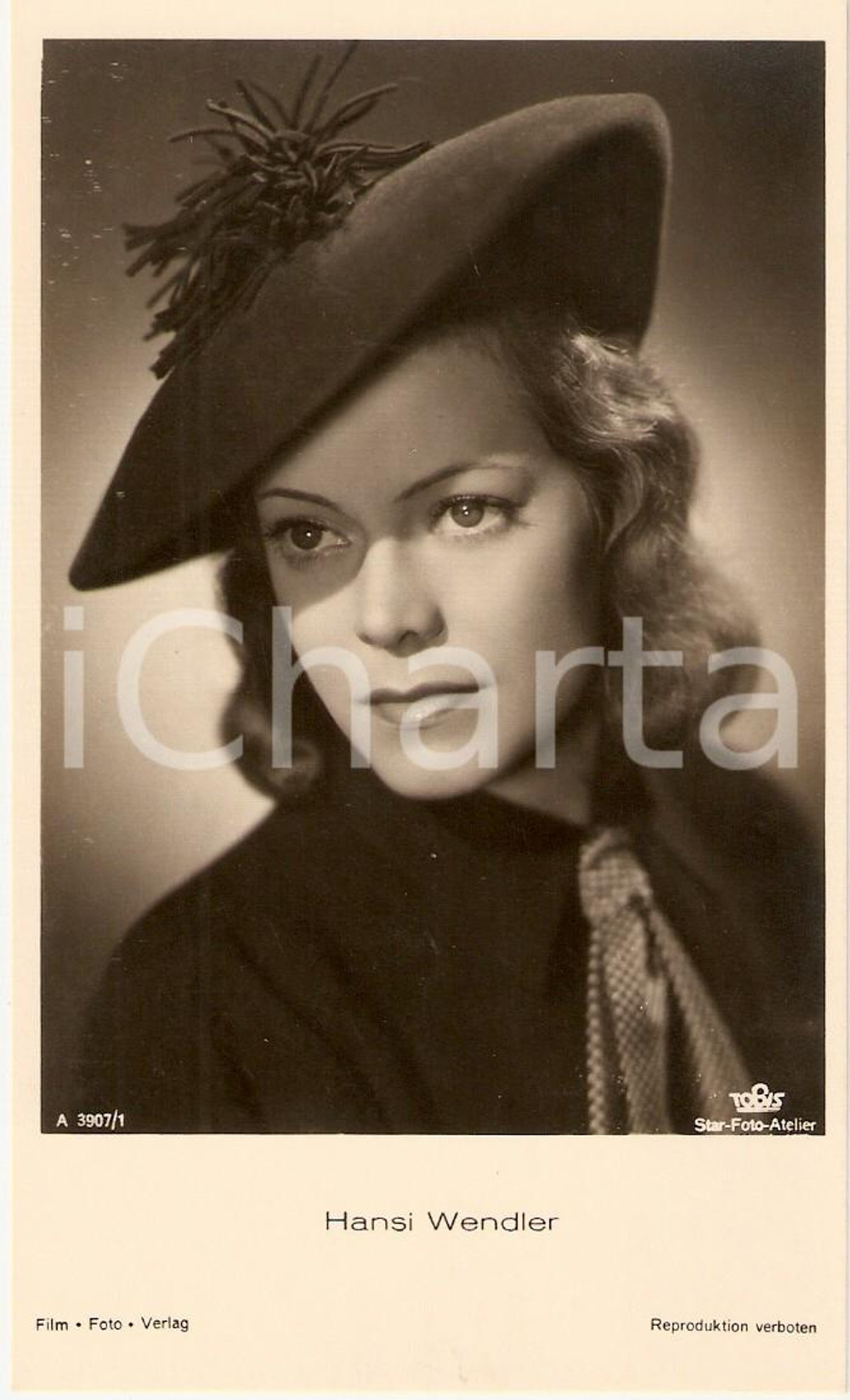Cartolina originale da collezione 1940 ca CINEMA Actress Hansi WENDLER Portrait *Cartolina FP NV 1