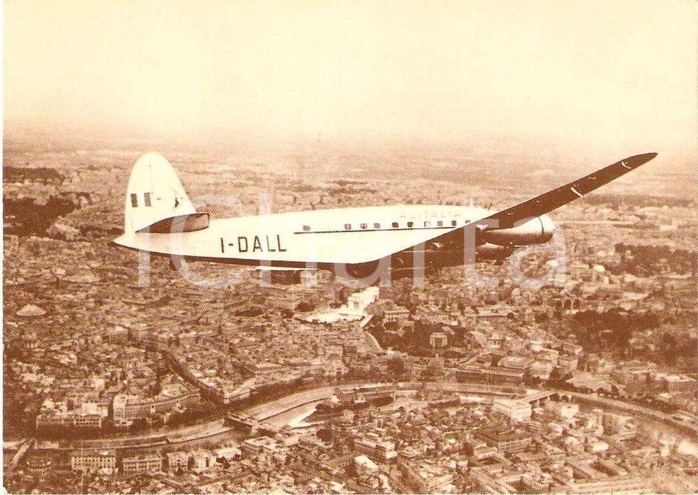 Cartolina originale da collezione 1960 ca ALITALIA Savoia Marchetti S M 95 in volo  Cartolina FG NV 1