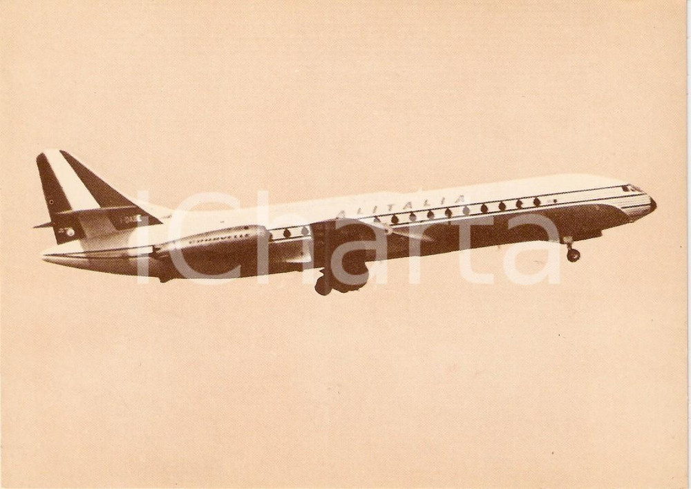 Cartolina originale da collezione 1960 ca ALITALIA Sud Aviation Aereo CARAVELLE in volo *Cartolina FG NV 1
