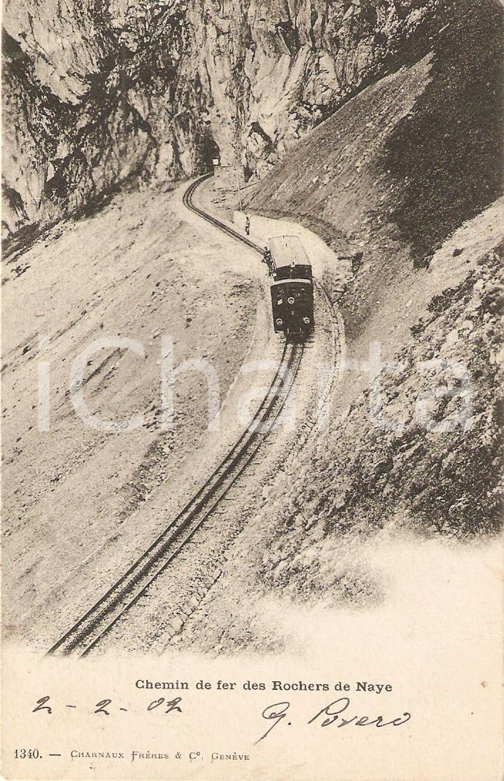 Cartolina originale da collezione 1902 SUISSE - CANTON DE VAUD Chemin de fer des ROCHERS DE NAYE *Cartolina FP VG 1