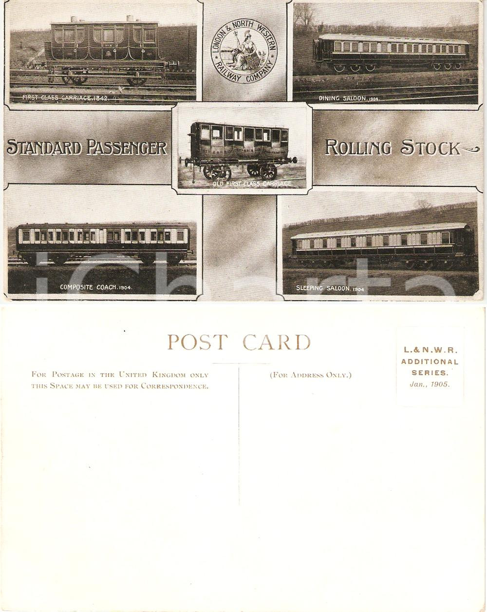 Cartolina originale da collezione 1905 LONDON AND NORTH WESTERN Railway company Passenger rolling stock *Cartolina 1