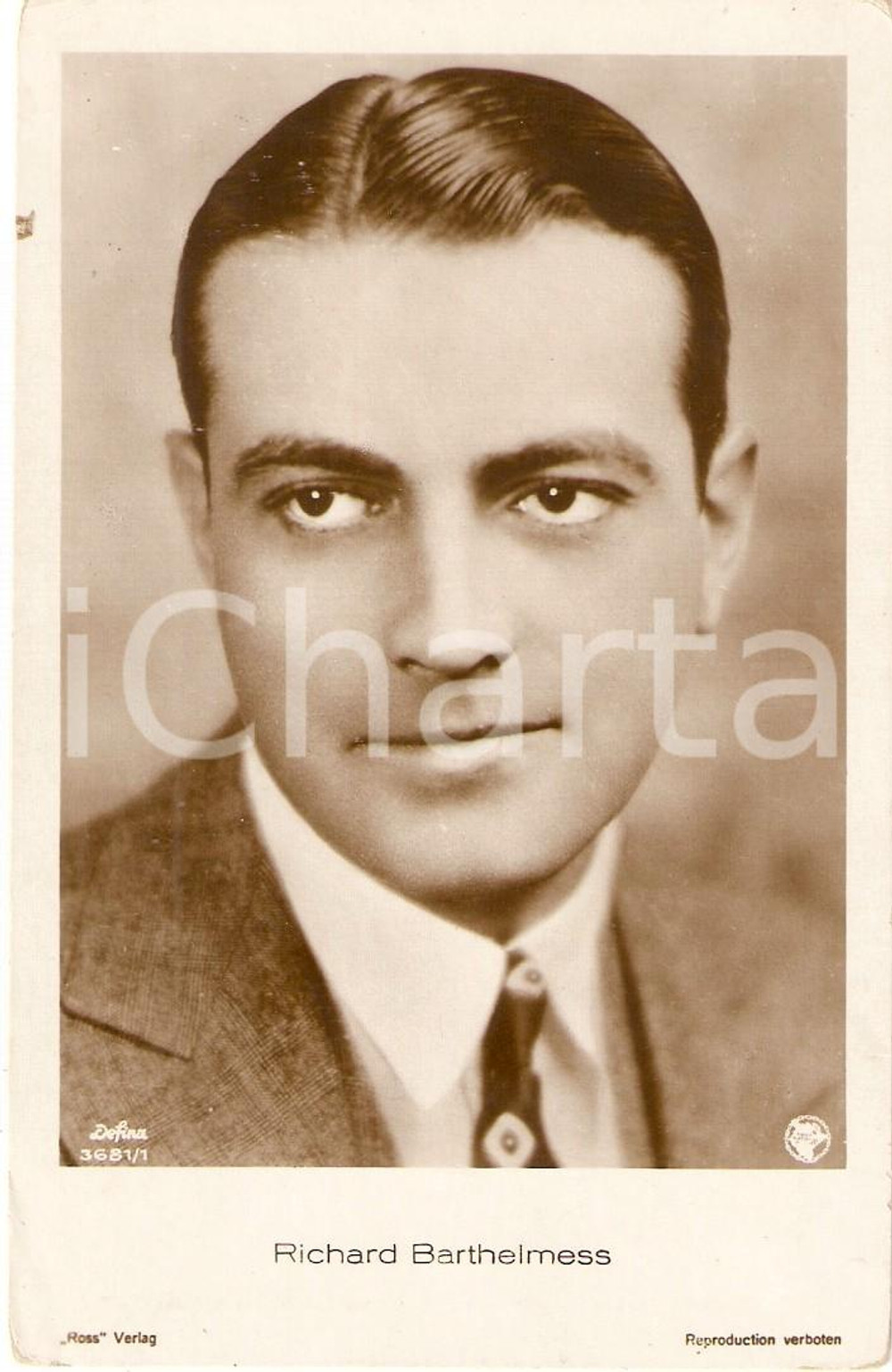 Cartolina originale da collezione 1920 ca CINEMA Actor Richard BARTHELMESS Portrait *Cartolina FP NV 1
