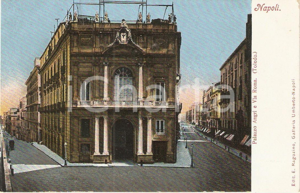 Cartolina originale da collezione 1900 ca NAPOLI Via Roma e Palazzo ANGRI Cartolina FP NV 1