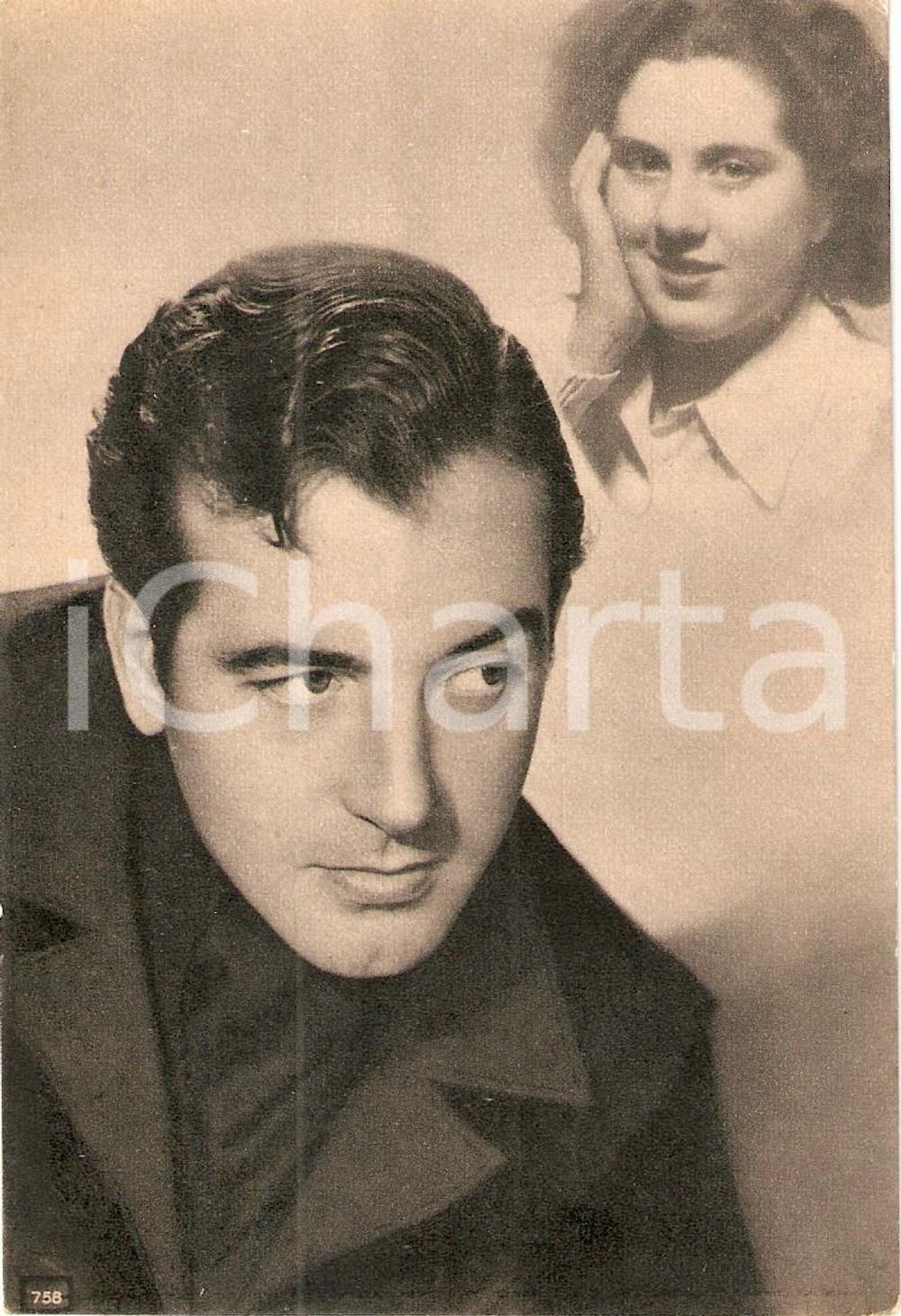 Cartolina originale da collezione 1950 ca CINEMA John PAINE pensa a una sua fan *Cartolina FG NV 1