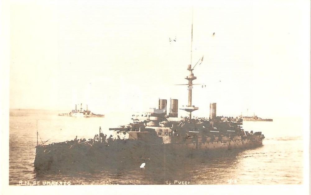 Cartolina originale da collezione 1910 ca MARINA MILITARE Regia nave RE UMBERTO Corazzata da battaglia Cartolina 1