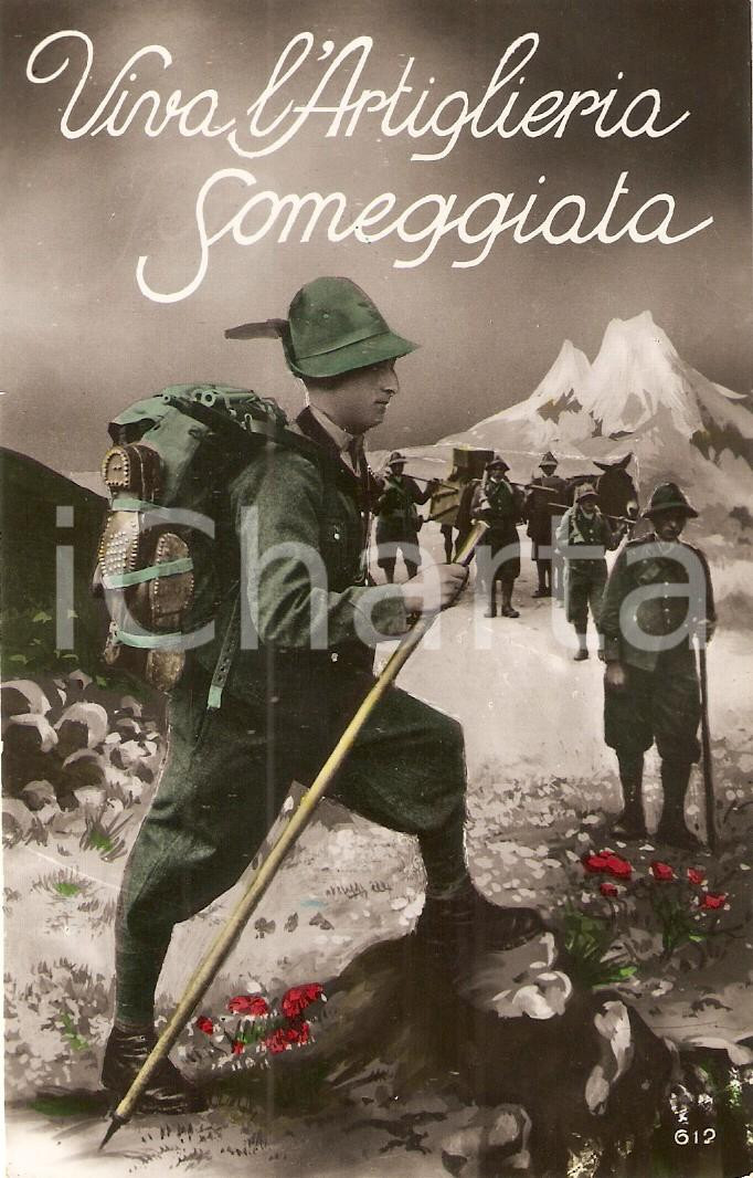 Cartolina originale da collezione 1940 WW2 PROPAGANDA DI GUERRA Viva l artiglieria someggiata Cartolina FP NV 1