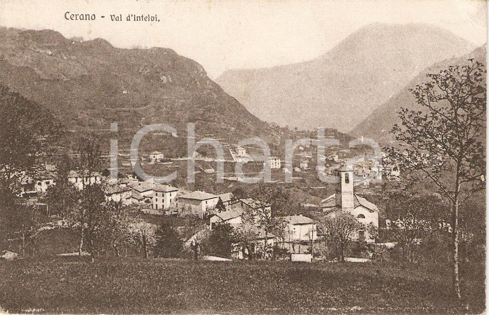 Cartolina originale da collezione 1919 CERANO D'INTELVI (CO) Panorama del paese *Cartolina FP VG 1