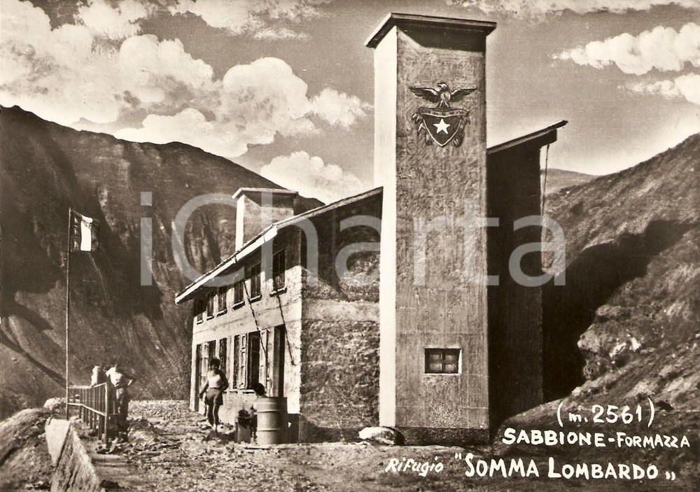 Cartolina originale da collezione 1950 ca VAL FORMAZZA (VB) Lago SABBIONE Rifugio SOMMA LOMBARDO Cartolina ANIMATA 1