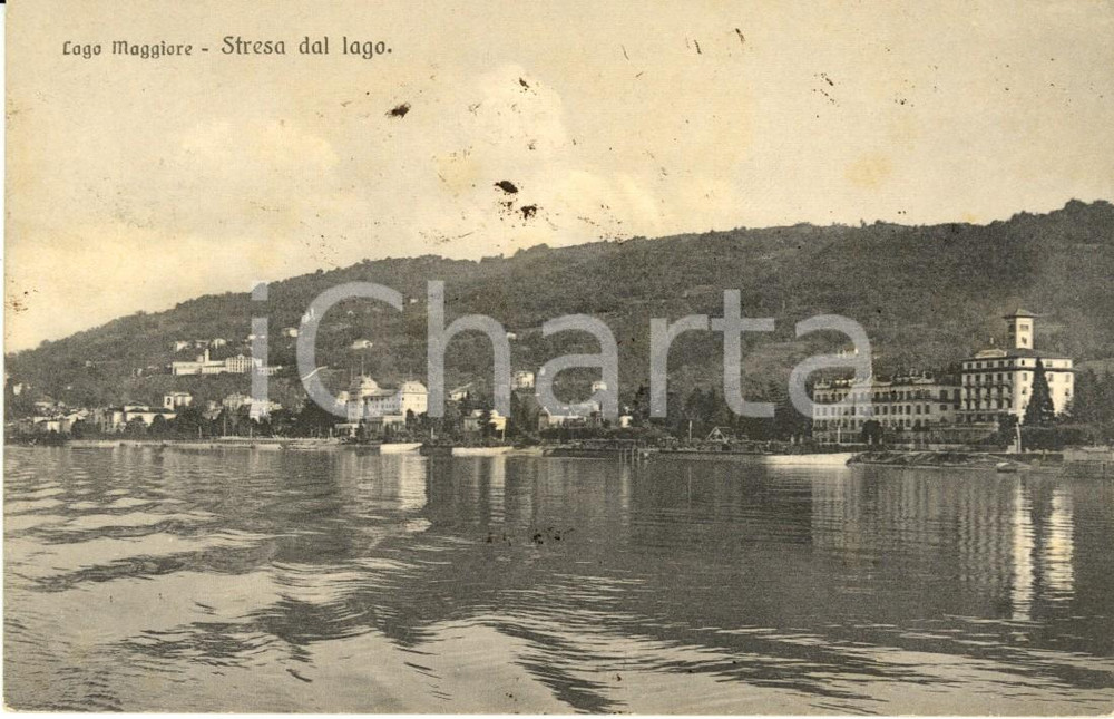 Cartolina originale da collezione 1912 STRESA VB Veduta della cittadina dal Lago MAGGIORE Cartolina FP VG 1