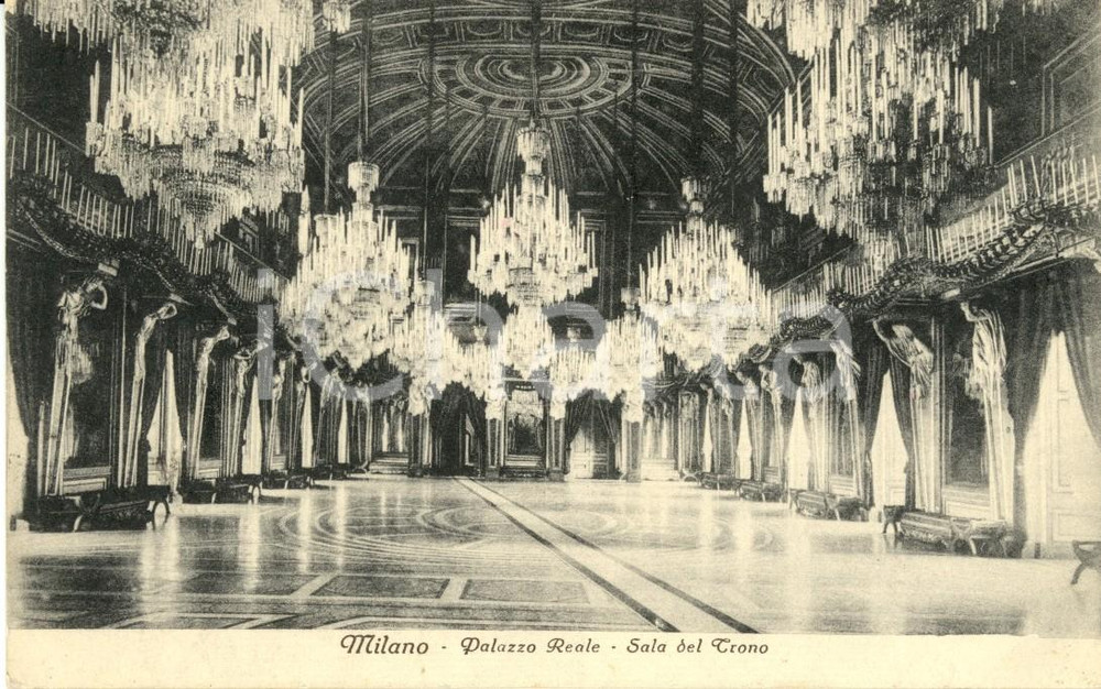 Cartolina originale da collezione 1929 MILANO Veduta della sala del trono di PALAZZO REALE Cartolina FP VG 1