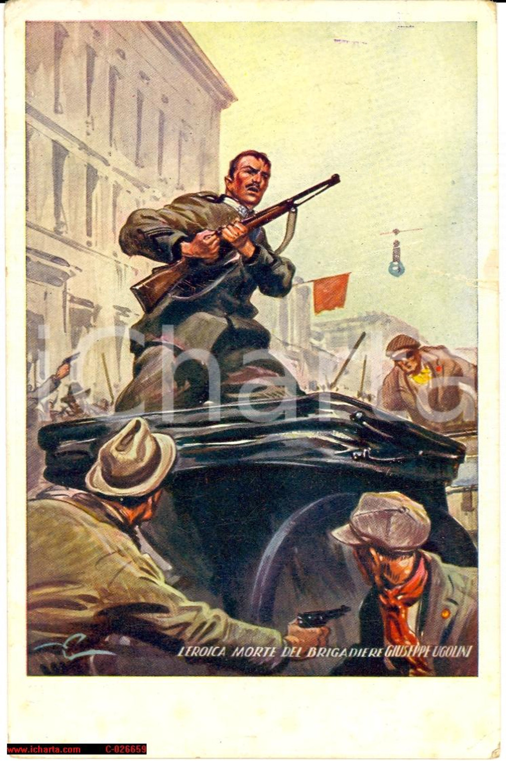 Cartolina originale da collezione 1933 Carabinieri Morte Brigadiere Ugolini *Pisani 1