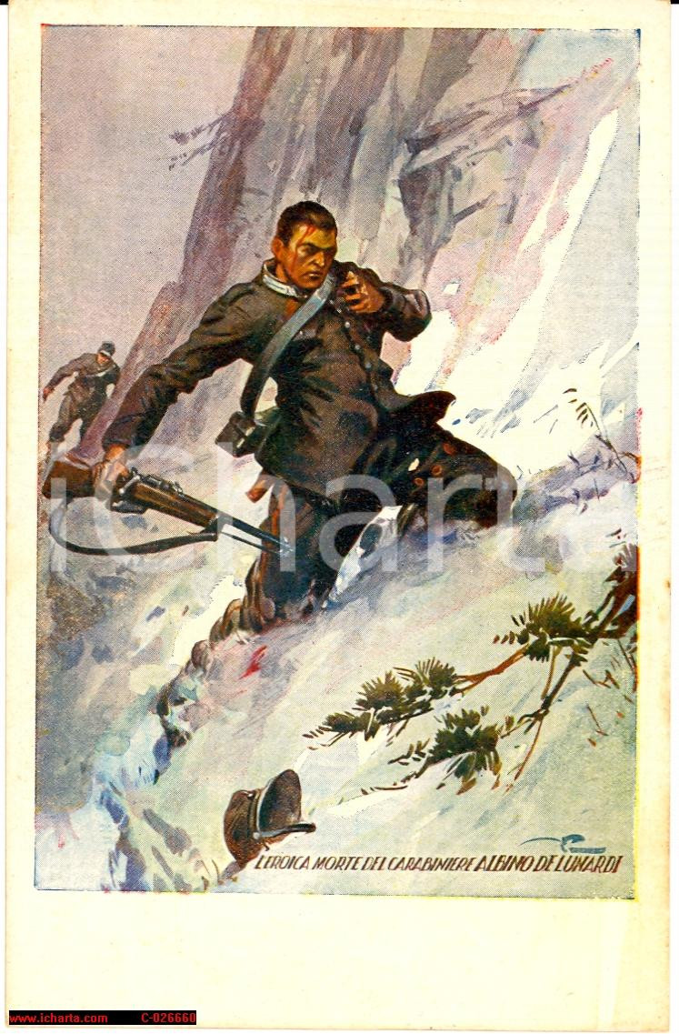 Cartolina originale da collezione 1930 Albino Lunardi - morte Carabiniere *Pisani FG 1