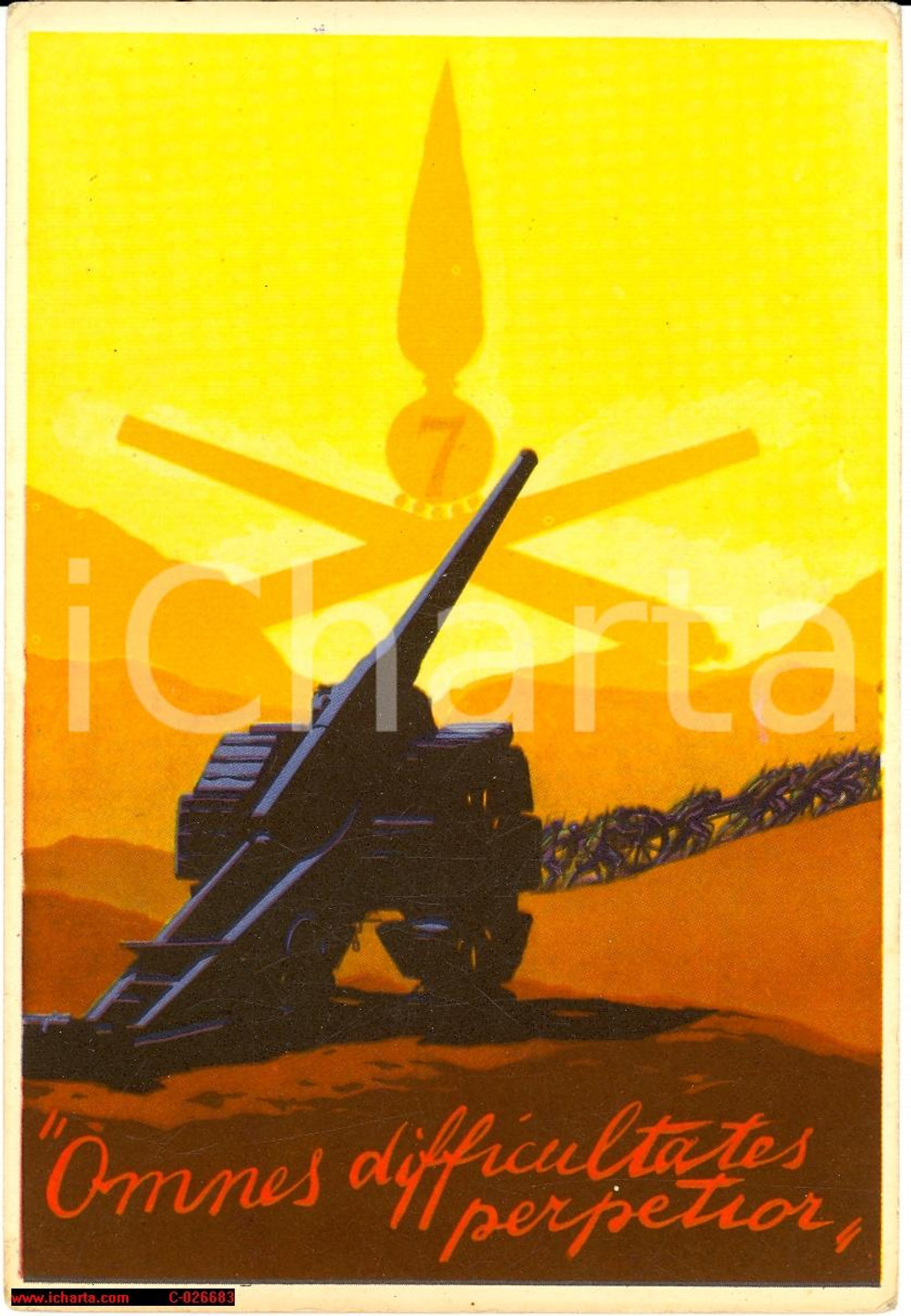 Cartolina originale da collezione 7Â° Reggimento Artiglieria anni '30 *Illus. Ferrari 1