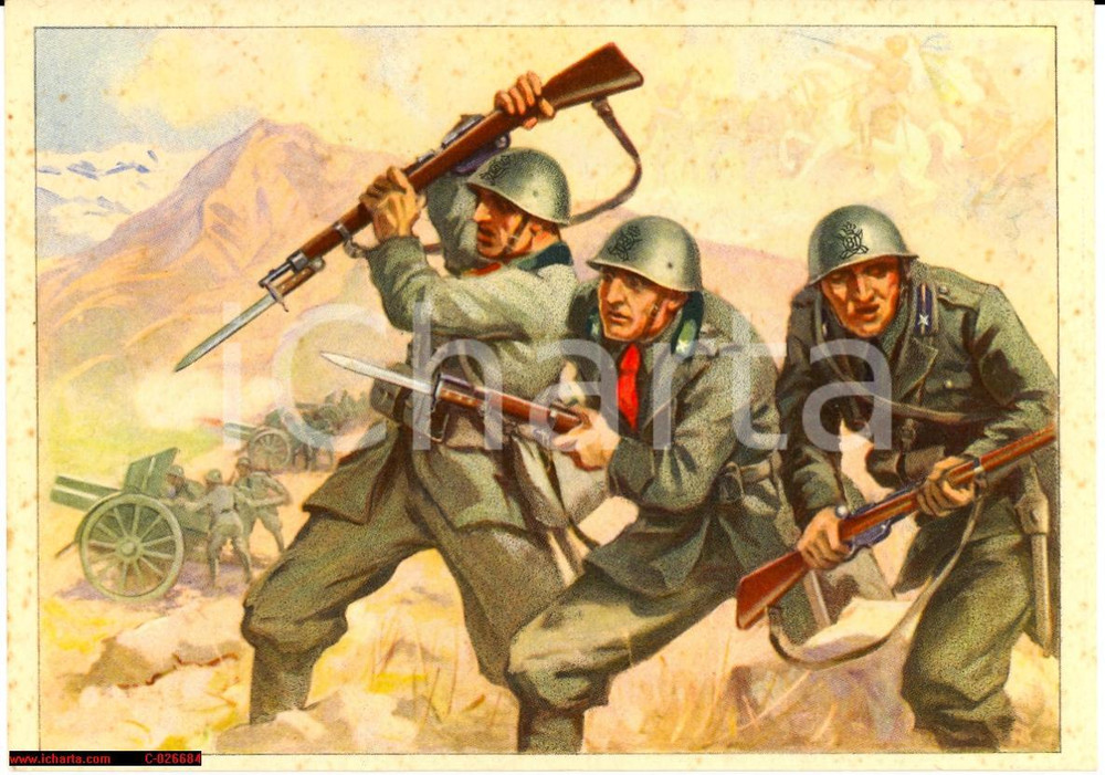 Cartolina originale da collezione Cacciatori delle Alpi anni  30  Illust. La Monaca 1