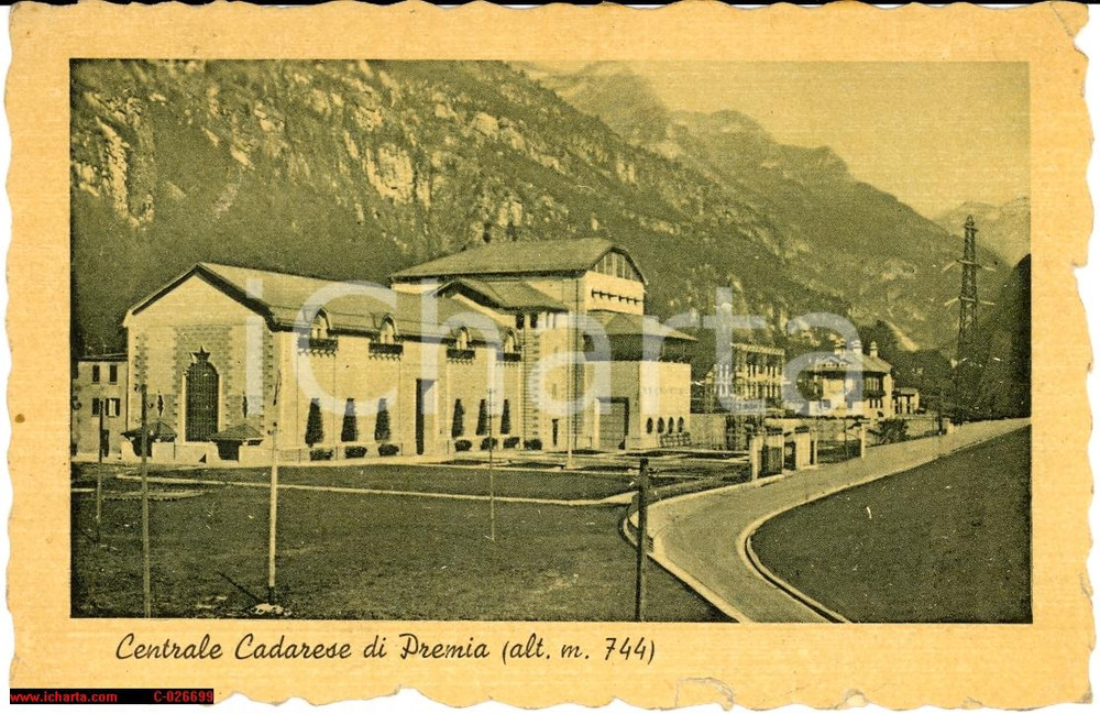 Cartolina originale da collezione 1910 Centrale Idroelettrica Cadarese *Portaluppi 1