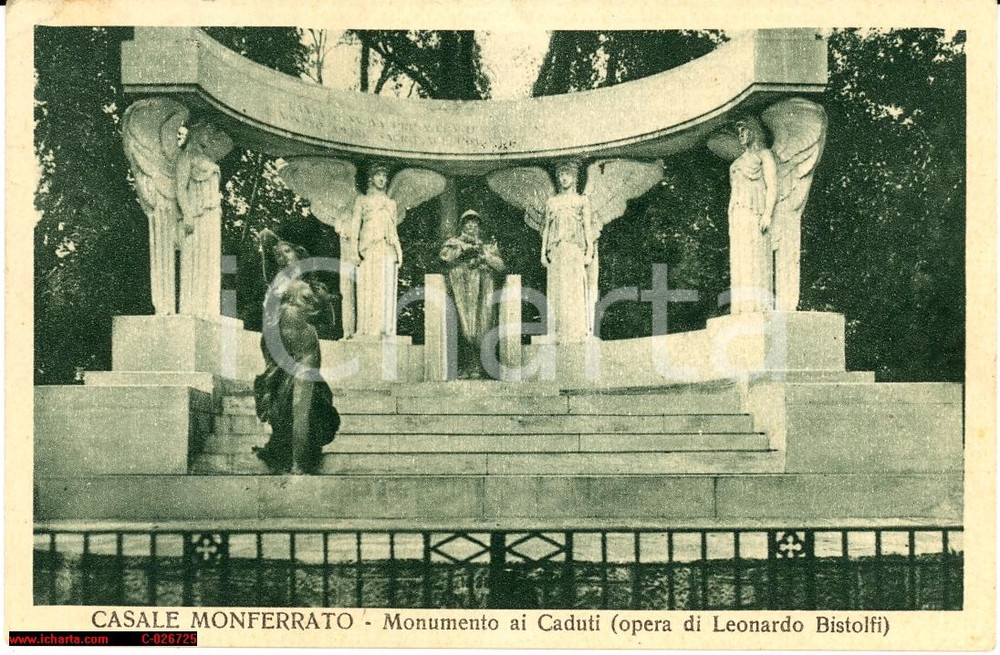 Cartolina originale da collezione 1939 Casale Monferrato, Monumento caduti, Bistolfi 1