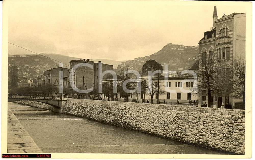 Cartolina originale da collezione 1932 Sarajevo Bosnia  Veduta animata città vecchia NV 1