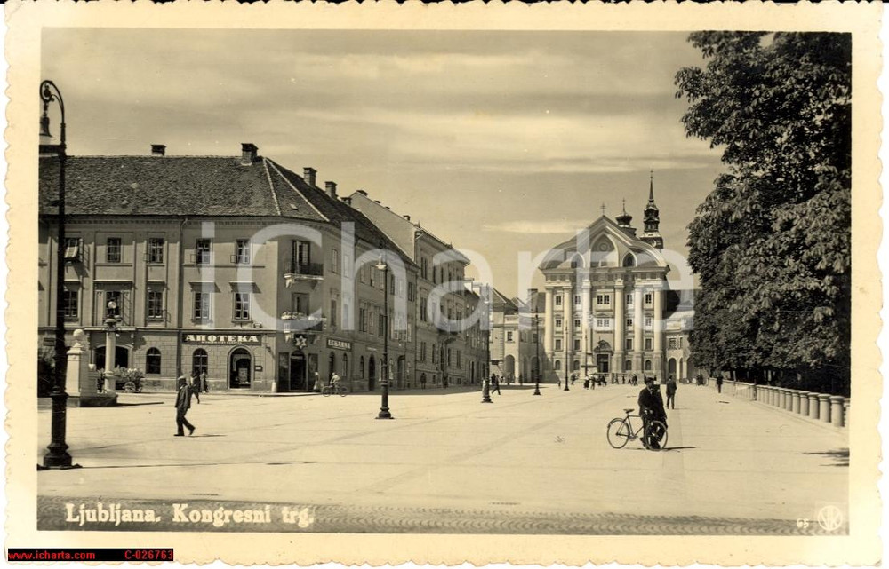 Cartolina originale da collezione 1941 Ljubljana Lubiana Slovenia *Kongresni trg. ANIMATA 1