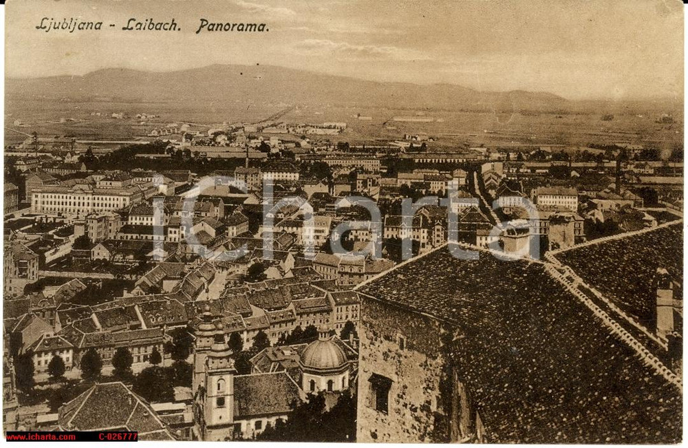 Cartolina originale da collezione 1930 ca LUBIANA (SLOVENIA) Panorama dall'alto FP NV 1