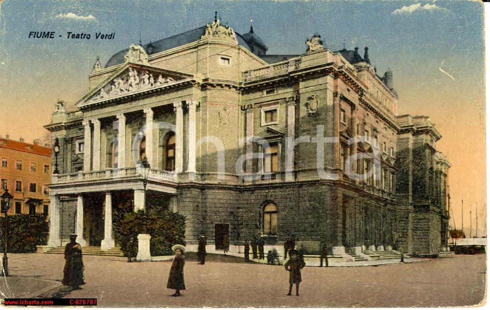 Cartolina originale da collezione 1919 FIUME Teatro Verdi ANIMATA Bambini in posa *Cartolina FP NV 1