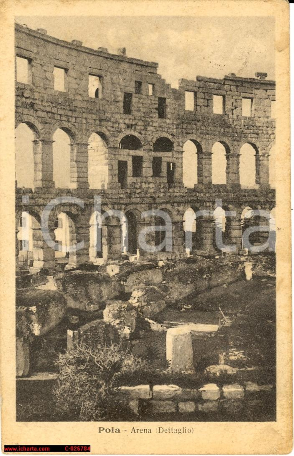 Cartolina originale da collezione 1931 POLA (CROAZIA) Particolare dell'interno dell'ARENA 1