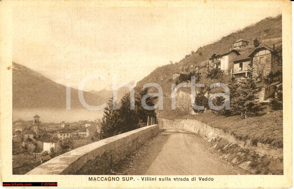 Cartolina originale da collezione 1932 Maccagno Superiore - Villini sulla strada di veddo 1