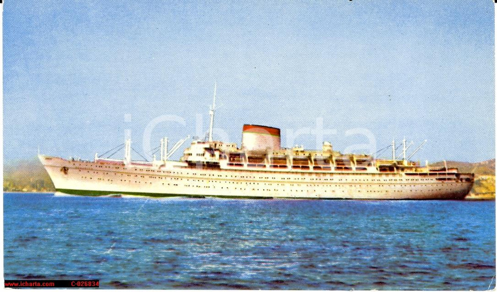 Cartolina originale da collezione 1952 transatlantico AUGUSTUS italian liner, Philippines 1