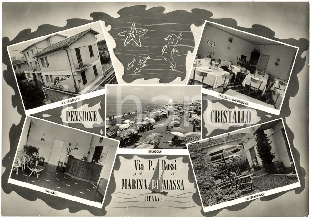Cartolina originale da collezione 1970 ca MARINA DI MASSA MS Vedutine pensione CRISTALLO 1