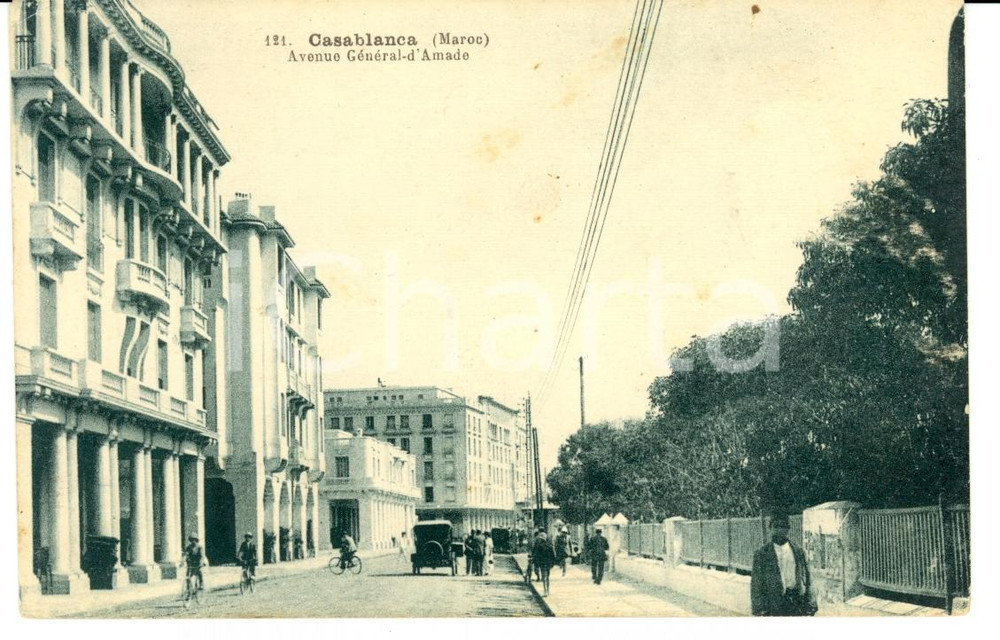 Cartolina originale da collezione 1917 CASABLANCA (Maroc) Avenue GÃ©nÃ©ral D'AMADE *Cartolina FP VG 1