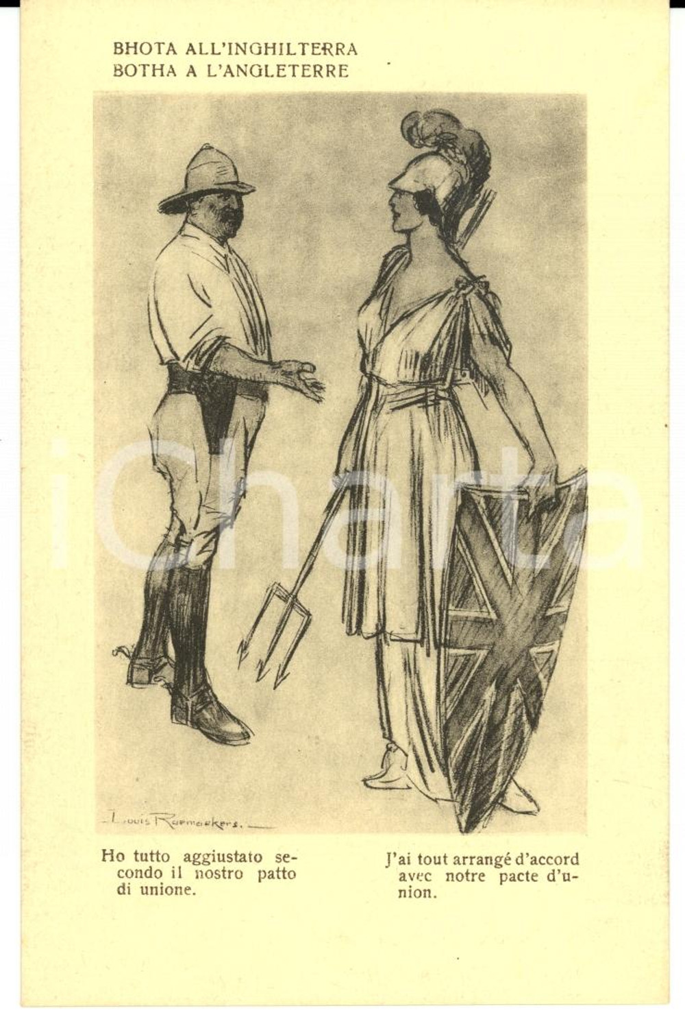 Cartolina originale da collezione 1917 WW1 SATIRA DI GUERRA Louis BOTHA all'Inghilterra *Cartolina FP NV 1