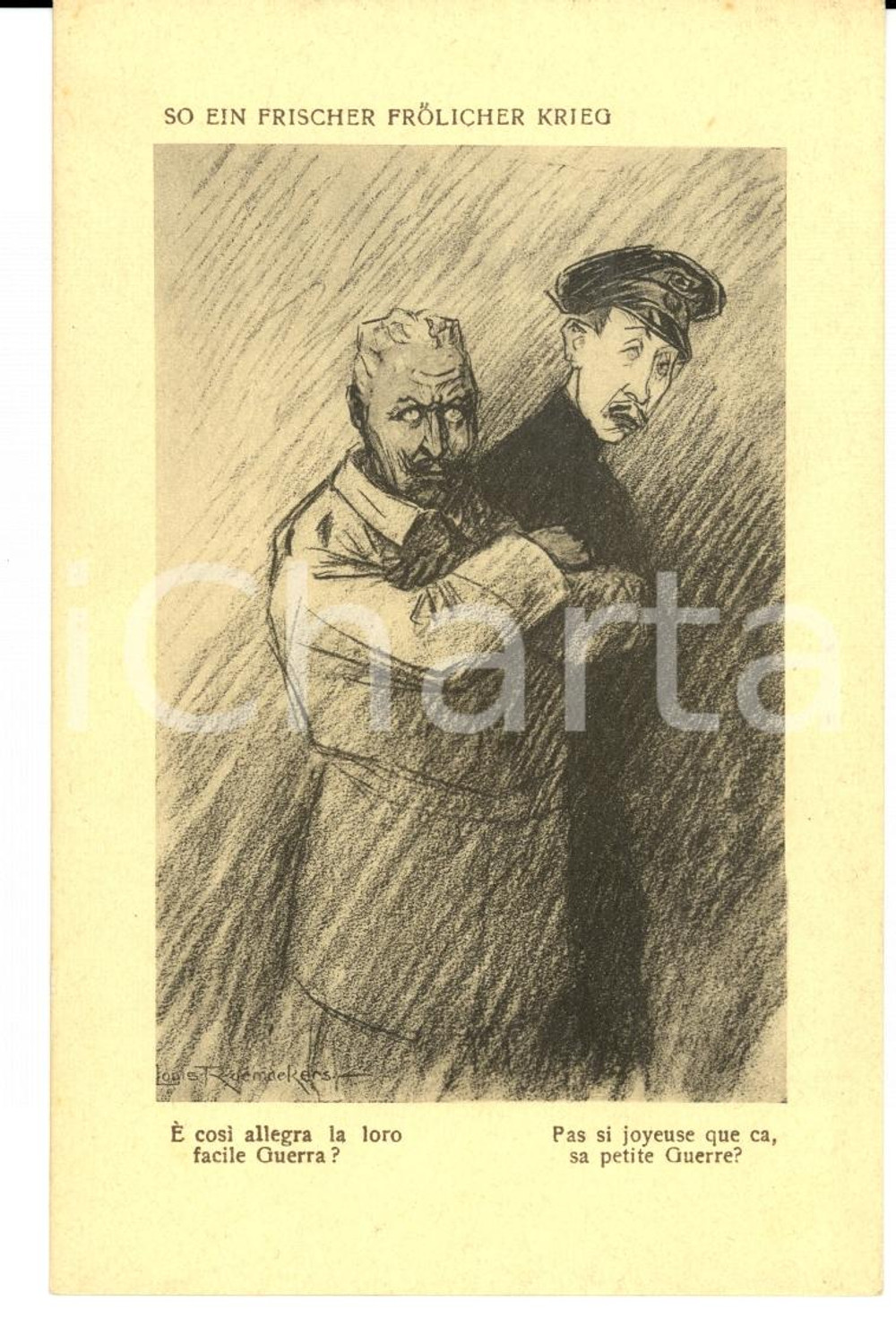 Cartolina originale da collezione 1917 WW1 SATIRA DI GUERRA E' cosÃ¬ allegra la loro facile guerra? FP NV 1