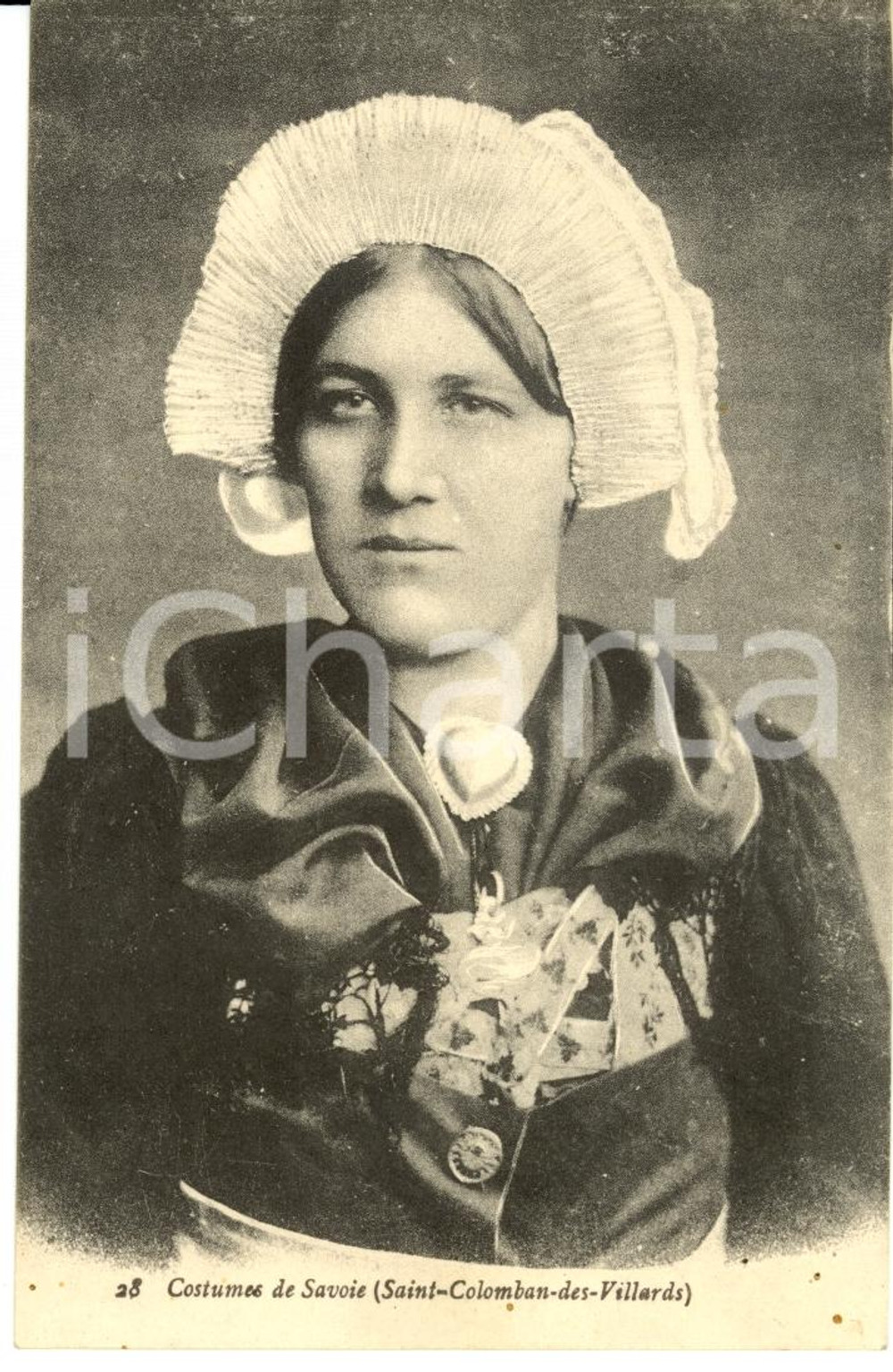 Cartolina originale da collezione 1910 ca SAINT-COLOMBAN-DES-VILLARDS (F) COSTUMES SAVOIE Jeune femme FP NV 1