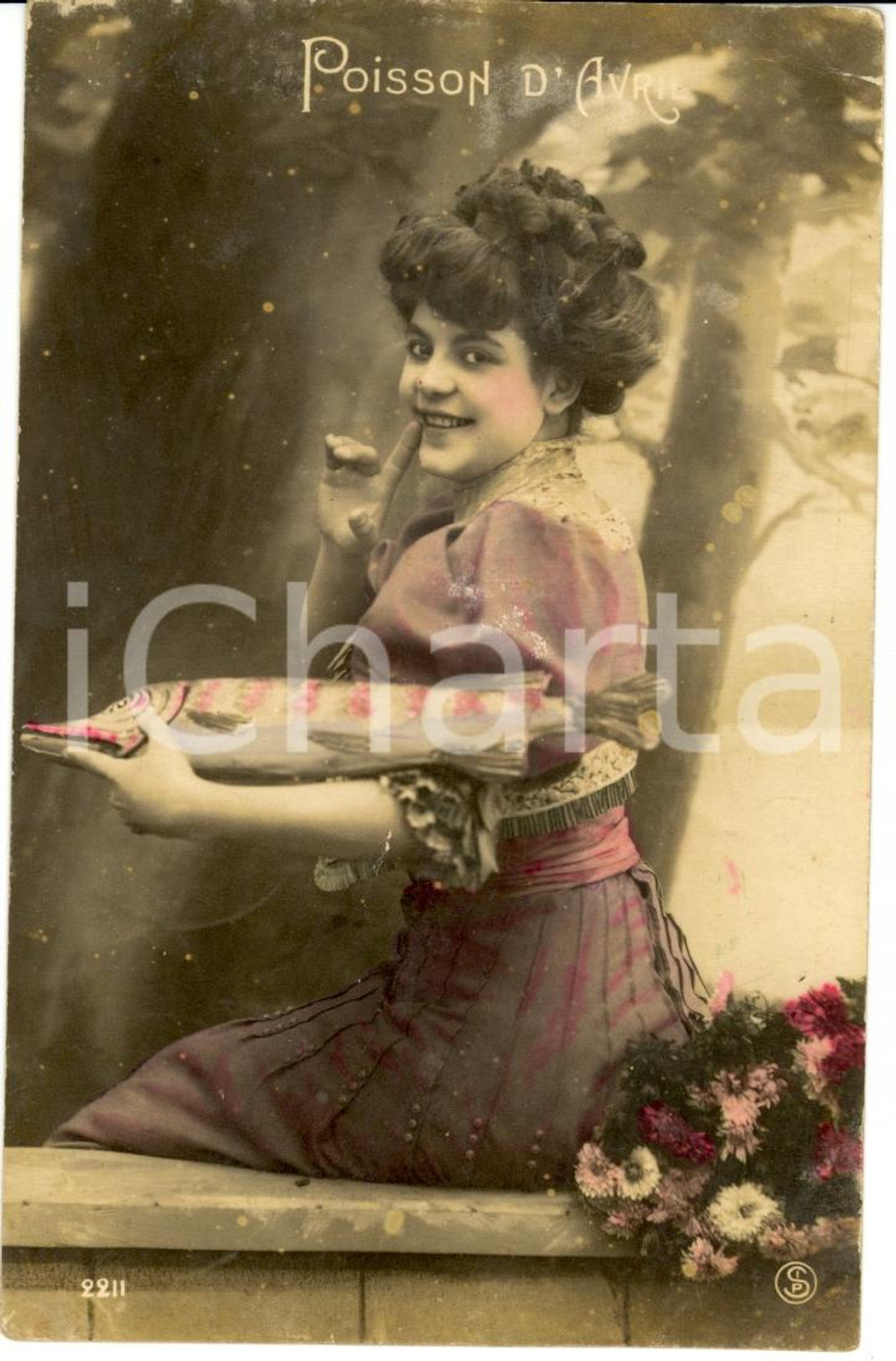 Cartolina originale da collezione 1908 CLAIRVAUX-LES-LACS (F) Poisson d'avril - Pesce d'aprile *SATIRICA 1